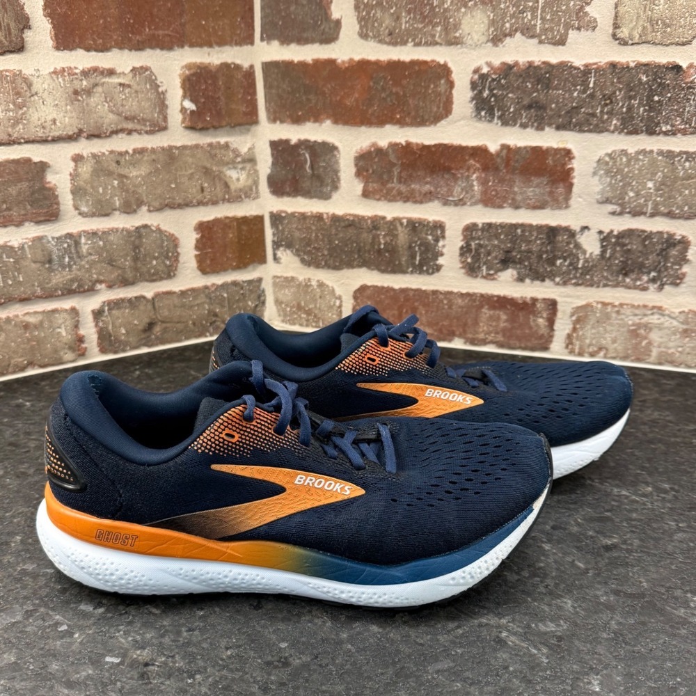 Brooks Ghost 16 Mens Running Shoes Navy Blue Orange 1104181D474 Size 10
